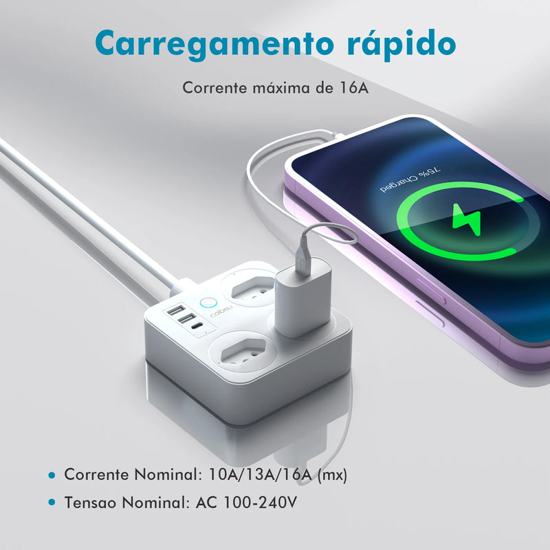 Extensão de tomada de energia USB de 2M