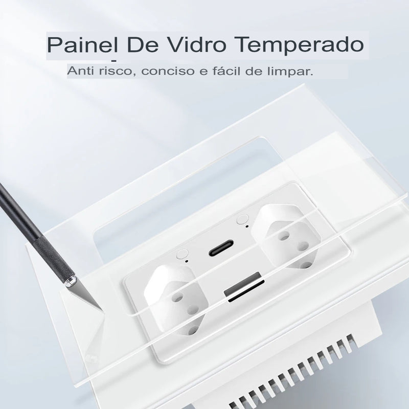 Tomada de Parede Inteligente WiFi/Zigbee com Porta USB Tipo-C