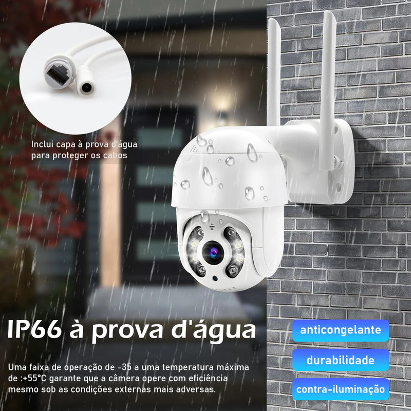 Câmera de Segurança Wi-Fi à Prova d'Água com Visão Noturna Full HD