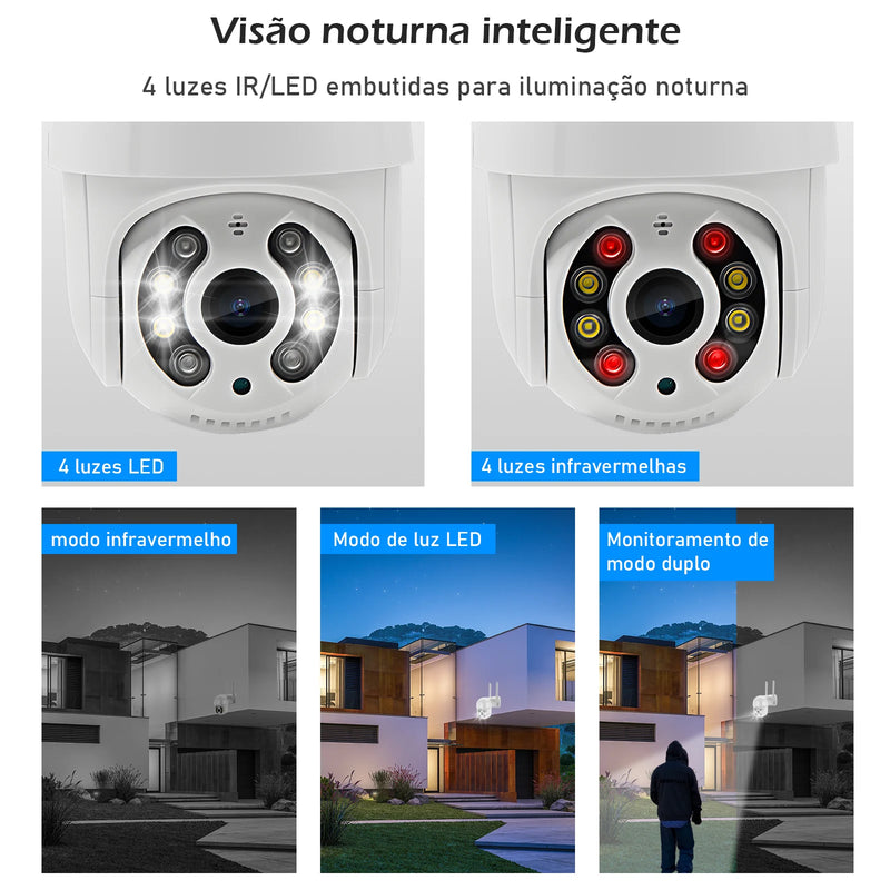 Câmera de Segurança Wi-Fi à Prova d'Água com Visão Noturna Full HD