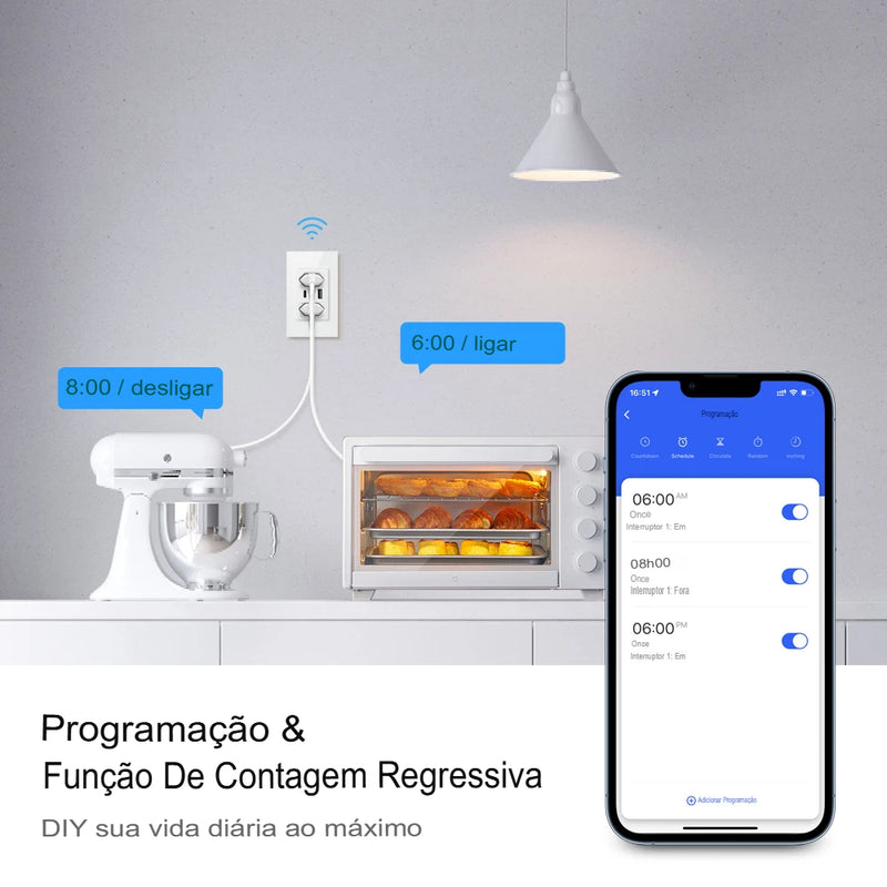 Tomada de Parede Inteligente WiFi/Zigbee com Porta USB Tipo-C