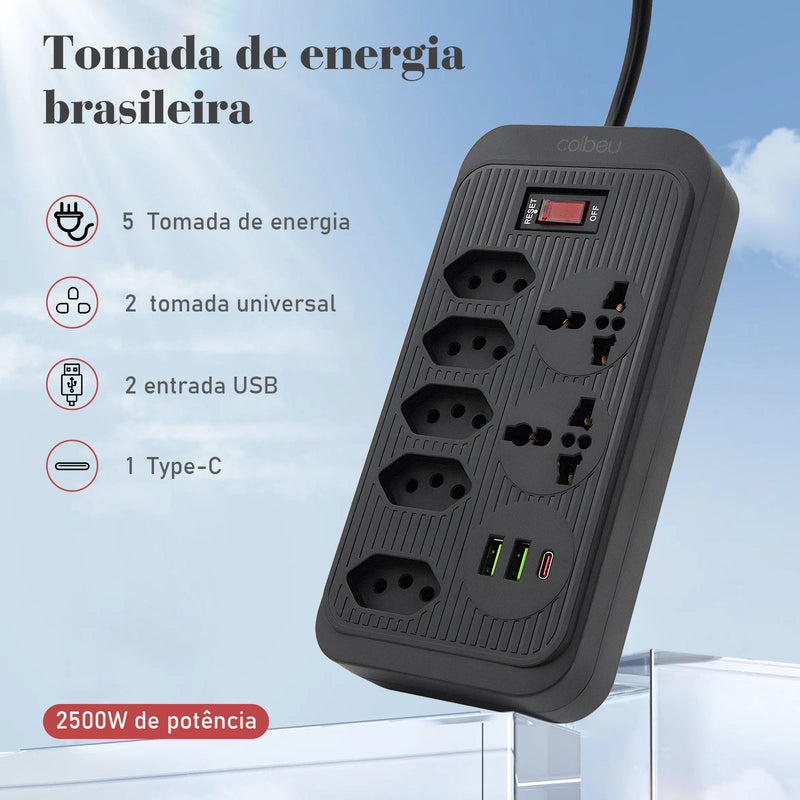 Extensão de tomada de energia USB de 2M