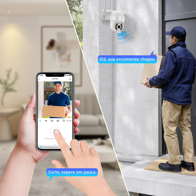 Câmera de Segurança Wi-Fi à Prova d'Água com Visão Noturna Full HD