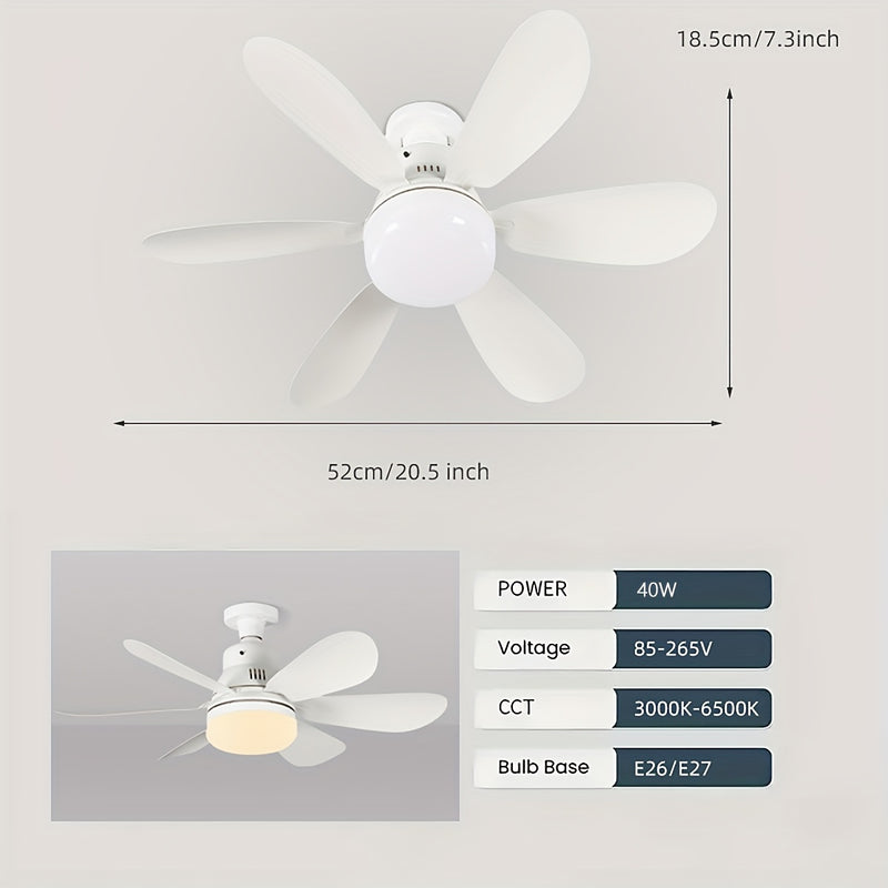 Ventilador de Teto Inteligente com Controle Remoto e Luz LED Ajustável