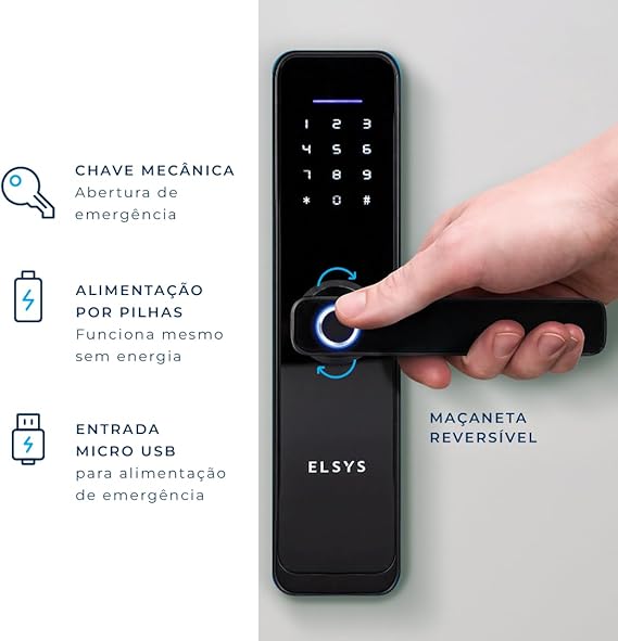 Fechadura Digital de Embutir Wi-Fi com Biometria