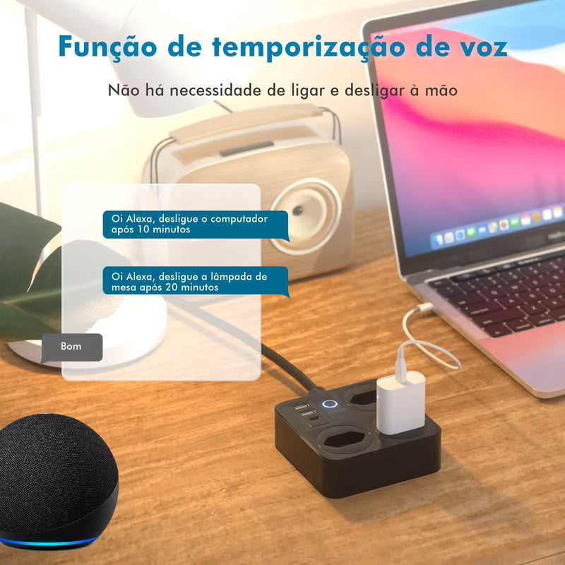 Extensão de tomada de energia USB inteligente de 2M