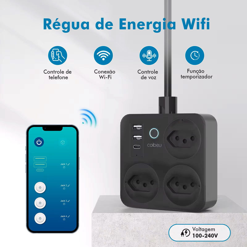 Extensão de tomada de energia USB inteligente de 2M